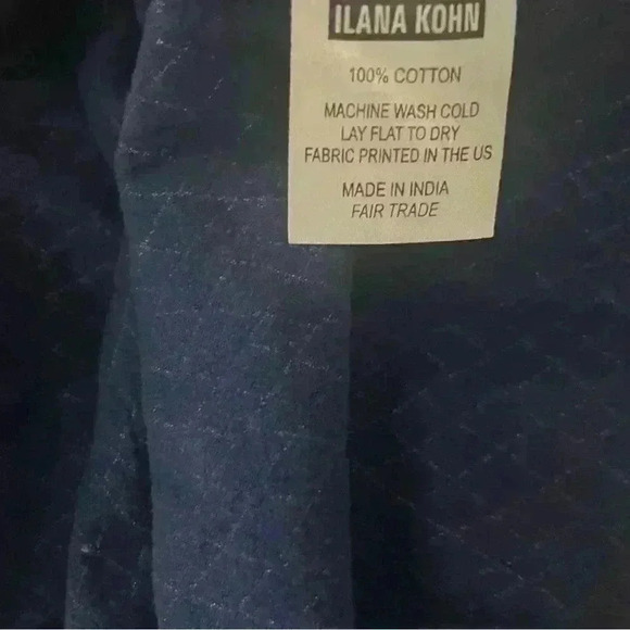 Ilana Kohn Samet Cotton Mini Dress Blue Print Sleeveless Drop Waist Large - Picture 7 of 8